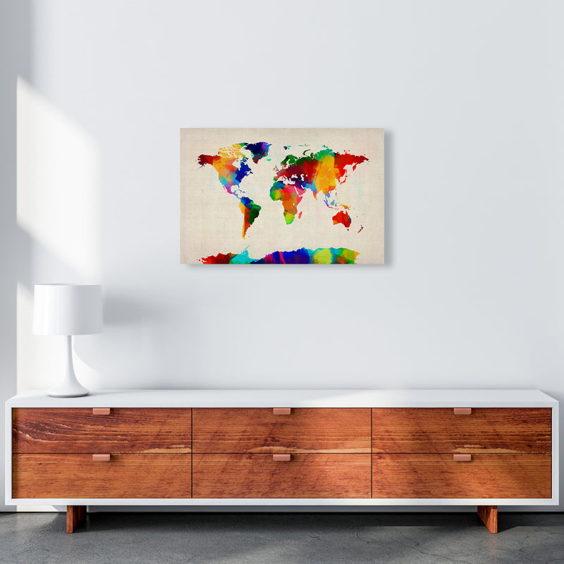 World Map Rolled Paint Art Print by Michael Tompsett A2 Canvas