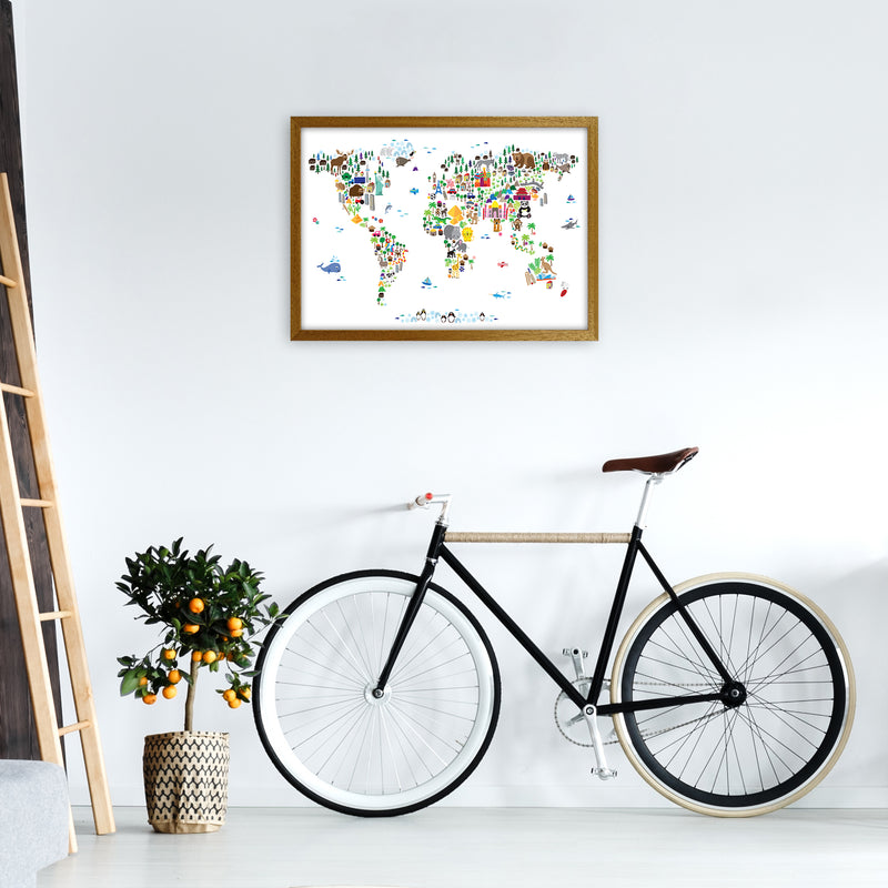 Animal Map of the World Nursery Art Print by Michael Tompsett A2 Print Only