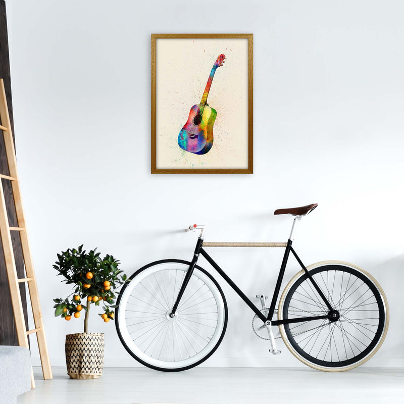Acoustic Guitar Watercolour Multi-Colour  by Michael Tompsett A2 Print Only