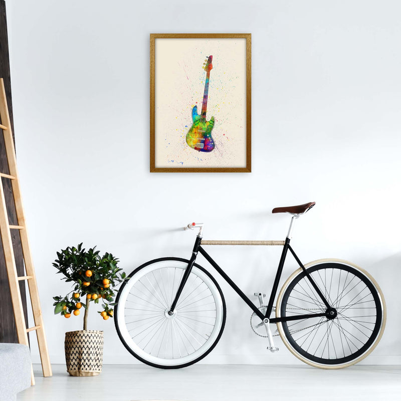 Electric Bass Guitar Watercolour Multi-Colour  by Michael Tompsett A2 Print Only