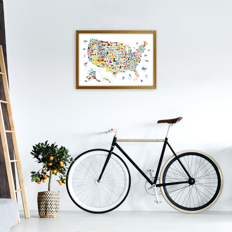 Animal Map of United States Nursery Print by Michael Tompsett A2 Print Only