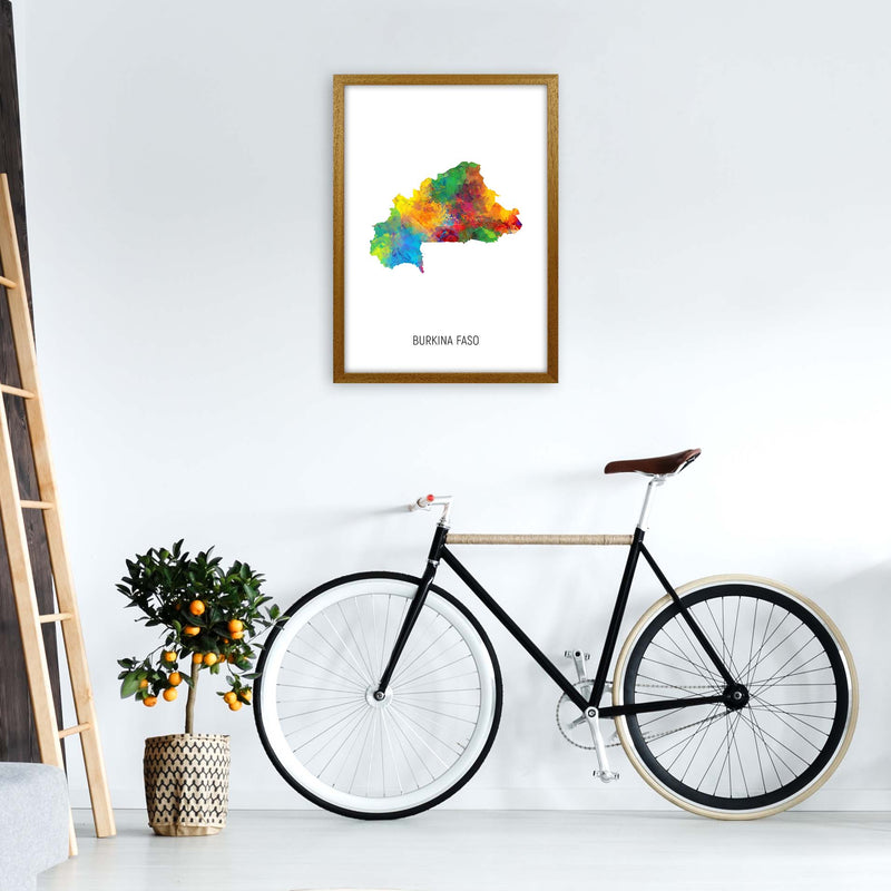 Burkina Faso Watercolour Map Art Print by Michael Tompsett A2 Print Only