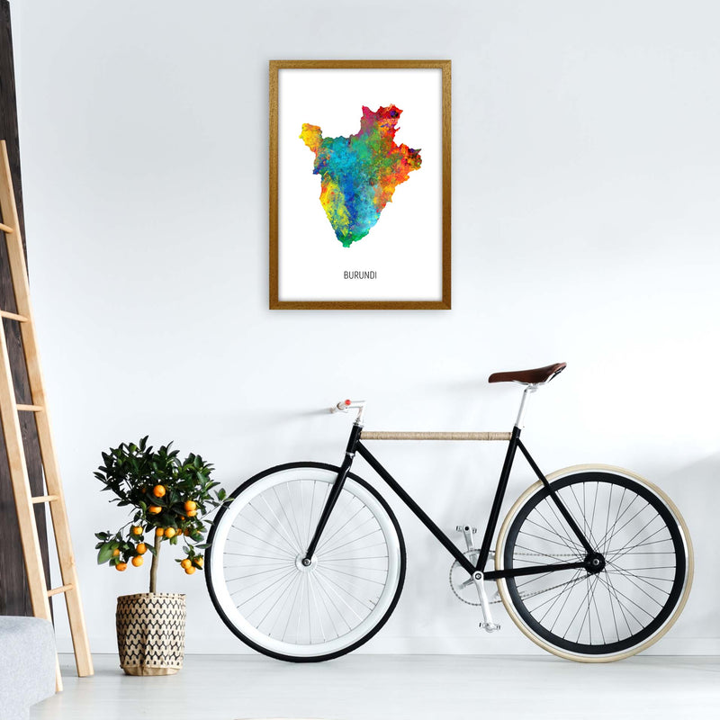 Burundi Watercolour Map Art Print by Michael Tompsett A2 Print Only