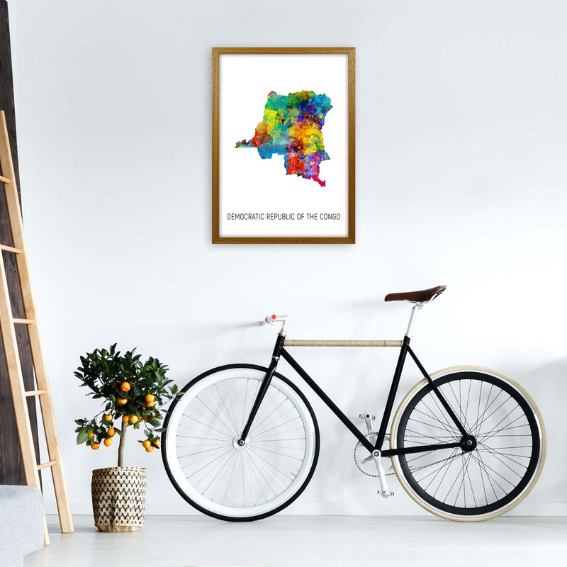 Democratic Republic Of The Congo Watercolour Map  by Michael Tompsett A2 Print Only