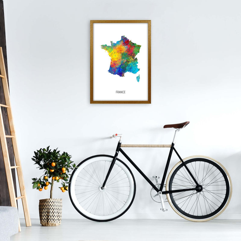 France Watercolour Map Art Print by Michael Tompsett A2 Print Only