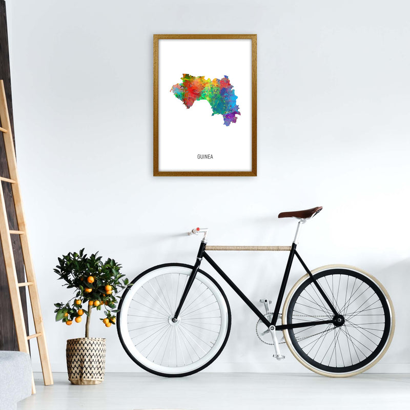 Guinea Watercolour Map Art Print by Michael Tompsett A2 Print Only