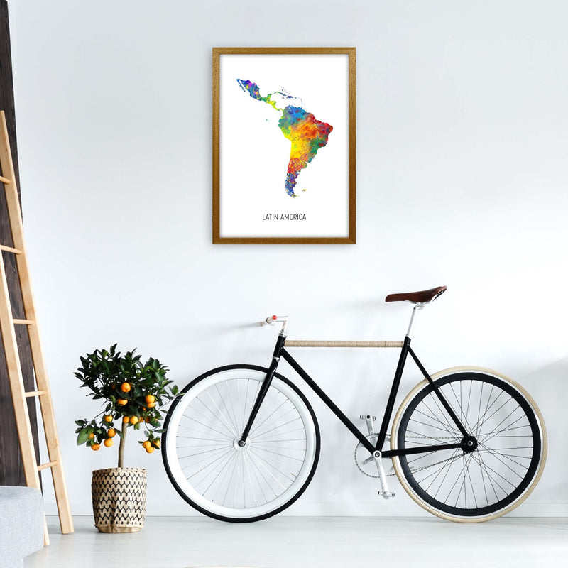 Latin America Watercolour Map Art Print by Michael Tompsett A2 Print Only