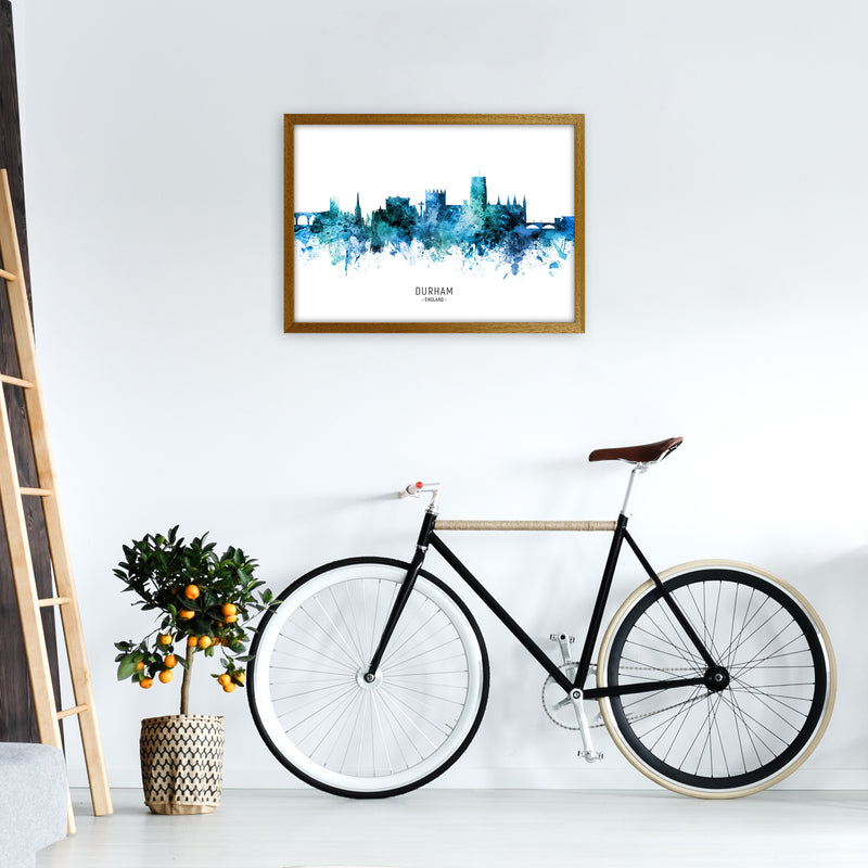 Durham England Skyline Blue City Name  by Michael Tompsett A2 Print Only