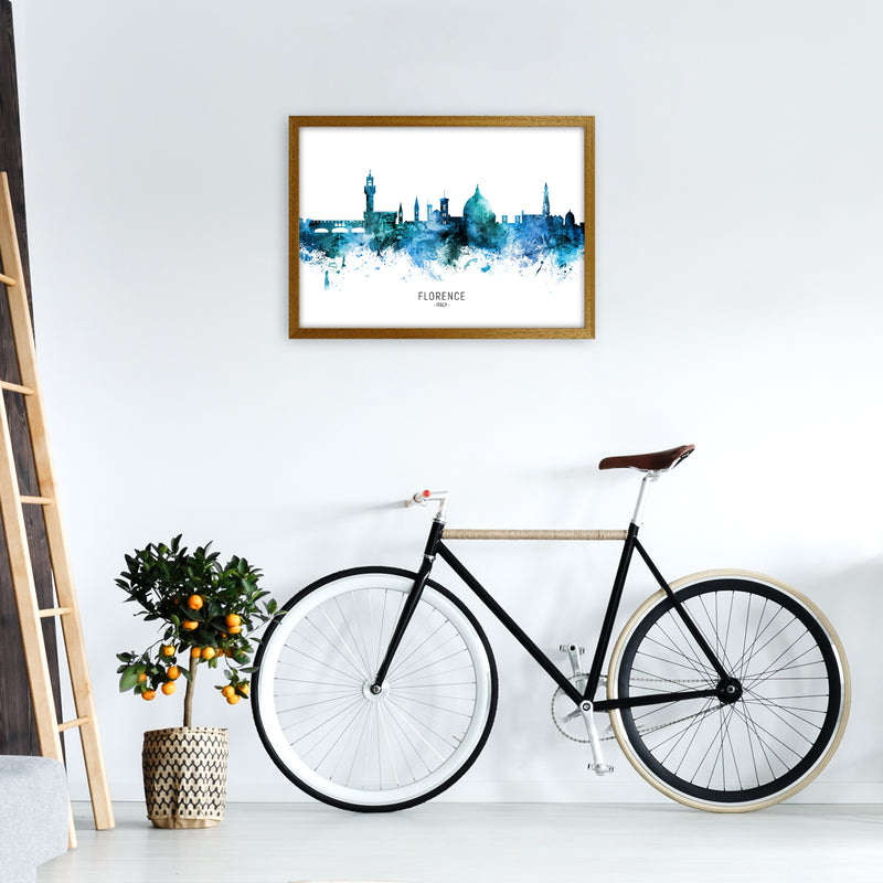 Florence Italy Skyline Blue City Name  by Michael Tompsett A2 Print Only