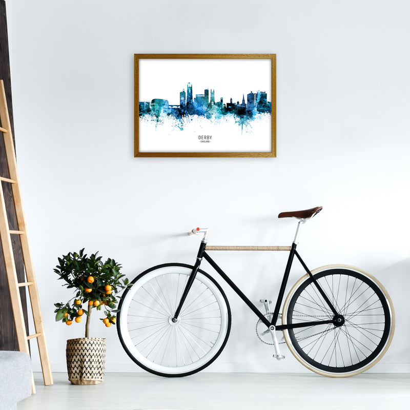 Derby England Skyline Blue City Name  by Michael Tompsett A2 Print Only