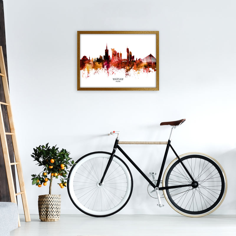 Warsaw Poland Skyline Red City Name Print by Michael Tompsett A2 Print Only