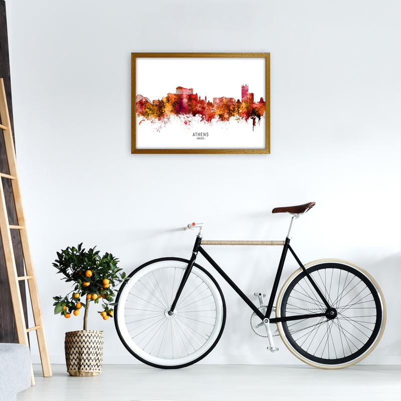 Athens Greece Skyline Red City Name Print by Michael Tompsett A2 Print Only