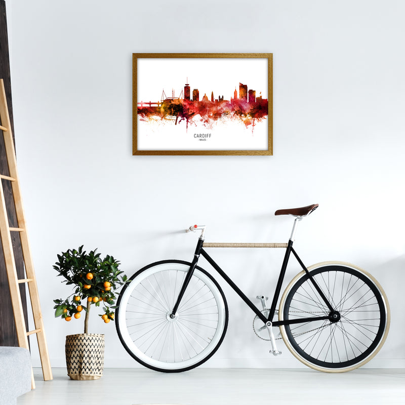 Cardiff Wales Skyline Red City Name Print by Michael Tompsett A2 Print Only