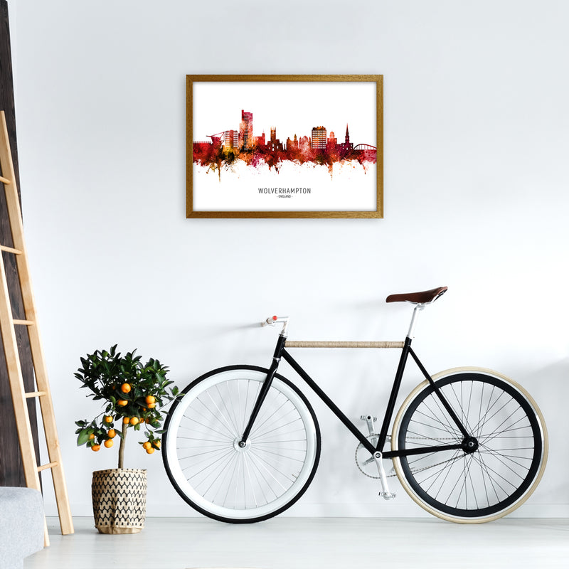 Wolverhampton England Skyline Red City Name  by Michael Tompsett A2 Print Only
