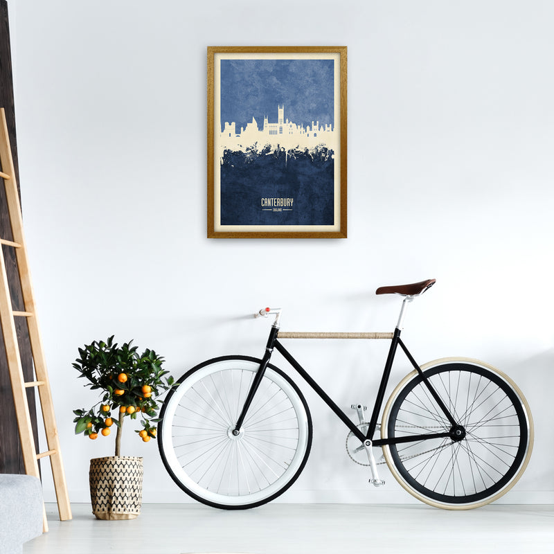 Canterbury England Skyline Portrait Navy Art Print by Michael Tompsett A2 Print Only