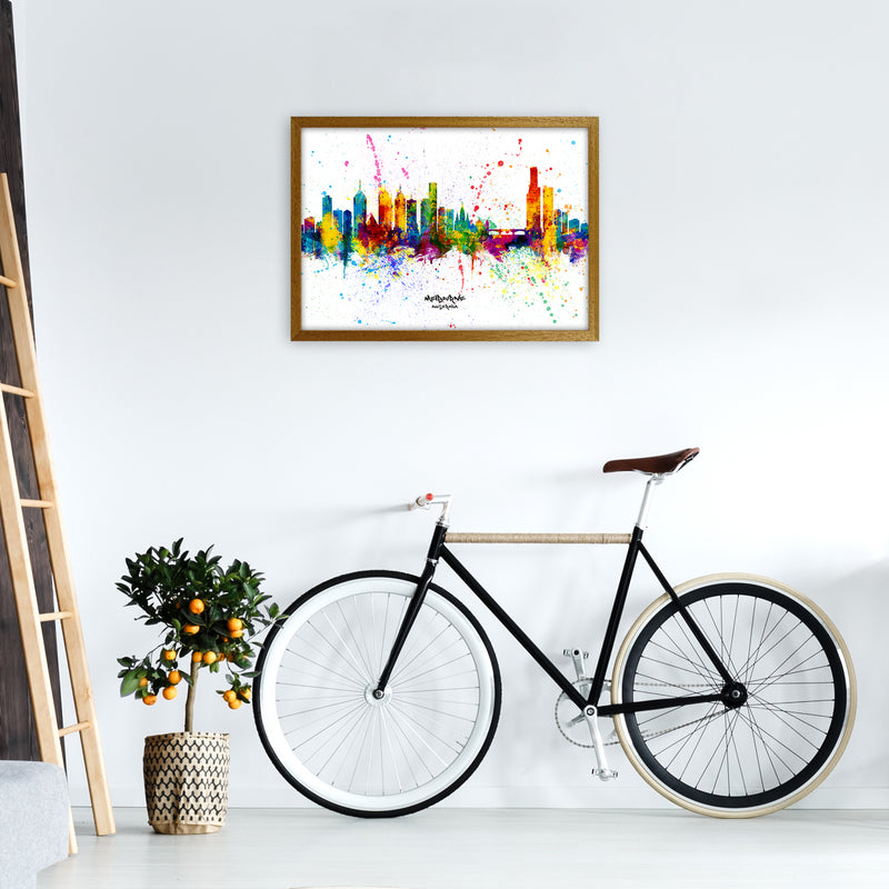 Melbourne Australia Skyline Splash Art Print by Michael Tompsett A2 Print Only