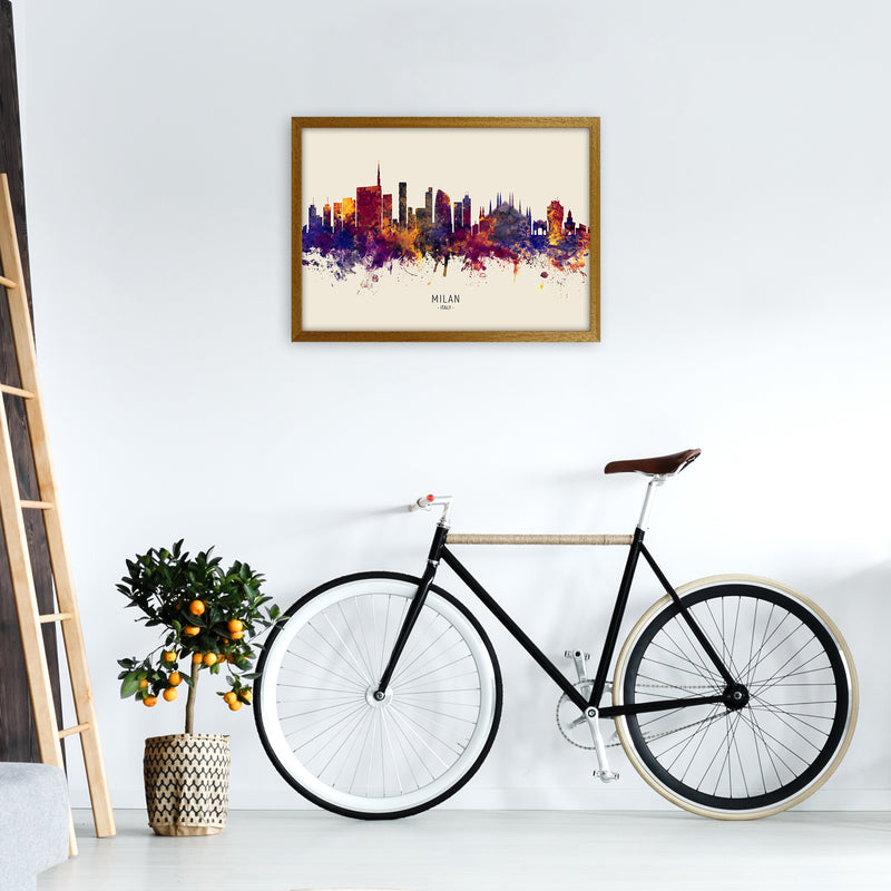 Milan Italy Skyline Autumn City Name Art Print by Michael Tompsett A2 Print Only