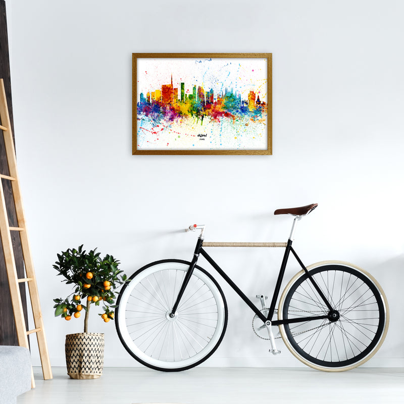 Milan Italy Skyline Splash Art Print by Michael Tompsett A2 Print Only