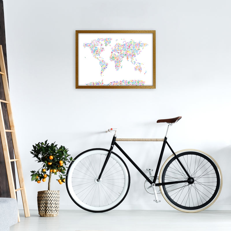 Music Notes Map of the World Colour Art Print by Michael Tompsett A2 Print Only