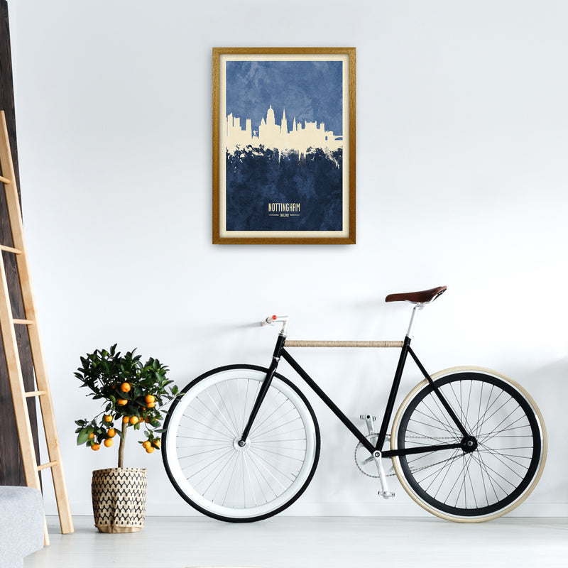 Nottingham England Skyline Portrait Navy Art Print by Michael Tompsett A2 Print Only