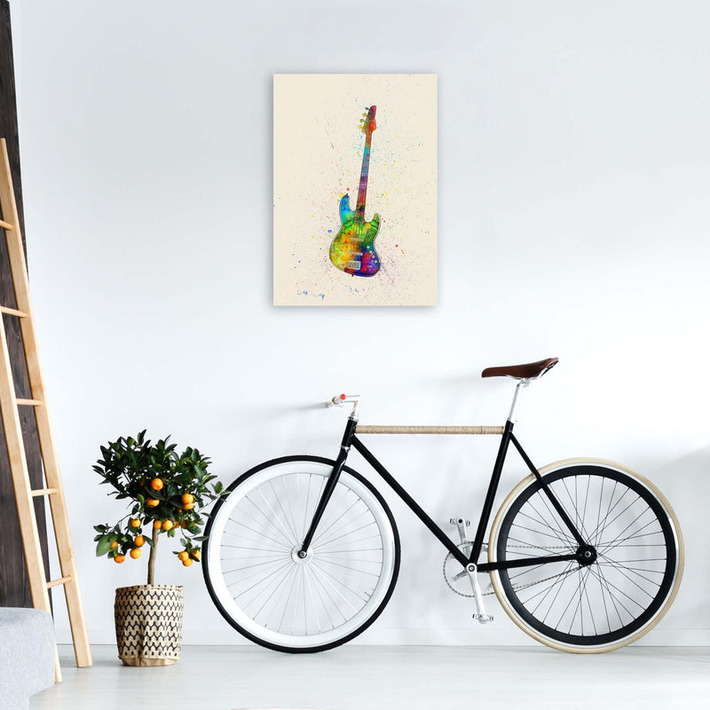 Electric Bass Guitar Watercolour Multi-Colour  by Michael Tompsett A2 Black Frame