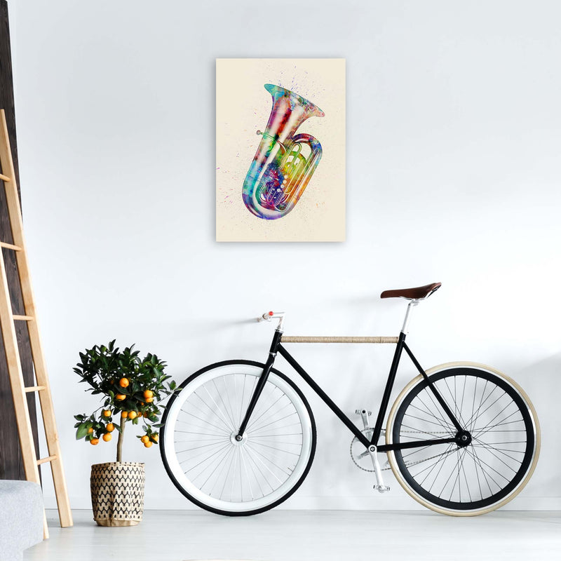Tuba Watercolour Multi-Colour Art Print by Michael Tompsett A2 Black Frame