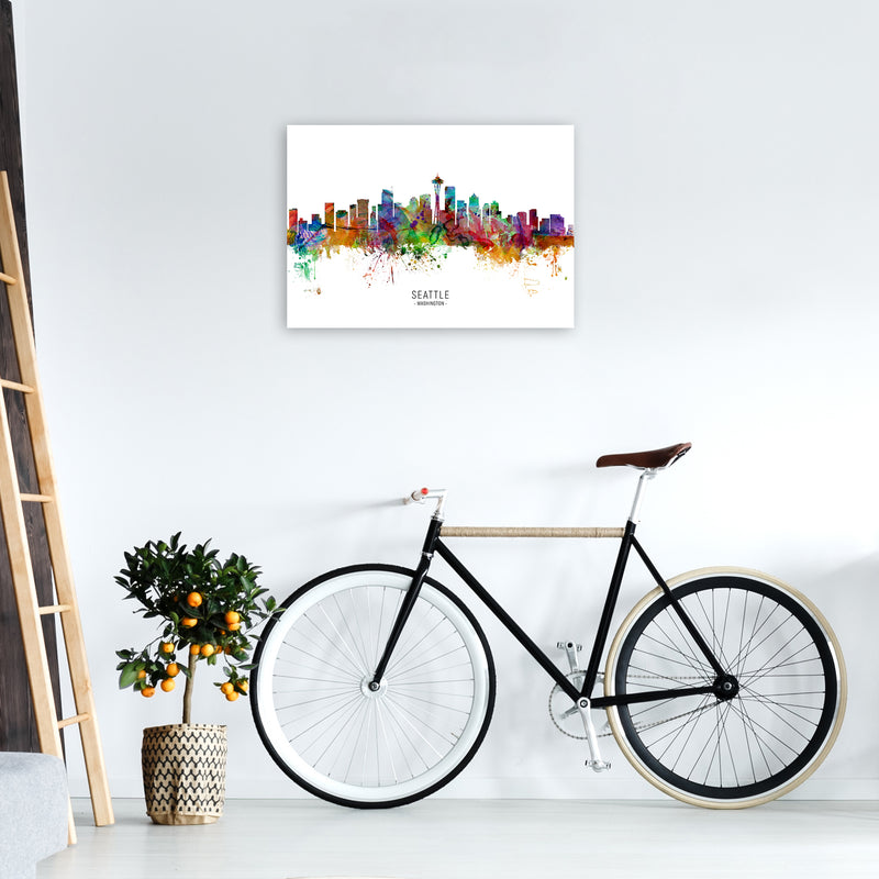 Seattle Washington Skyline Art Print by Michael Tompsett A2 Black Frame