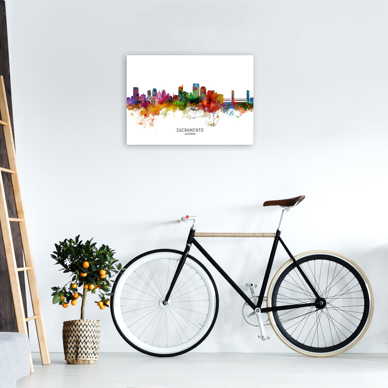 Sacramento California Skyline Art Print by Michael Tompsett A2 Black Frame