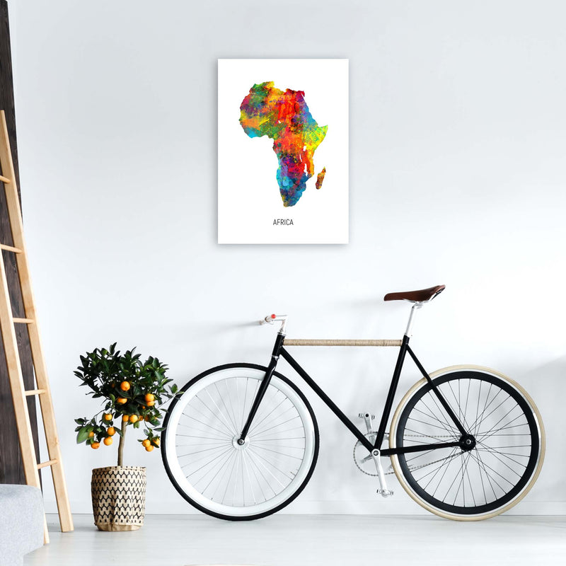 Africa Watercolour Map Art Print by Michael Tompsett A2 Black Frame