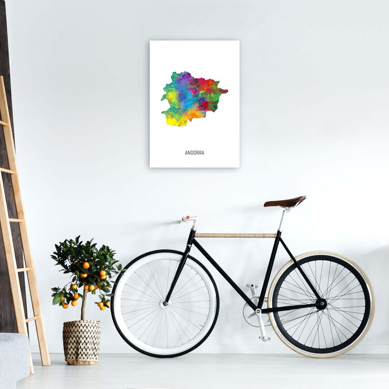 Andorra Watercolour Map Art Print by Michael Tompsett A2 Black Frame