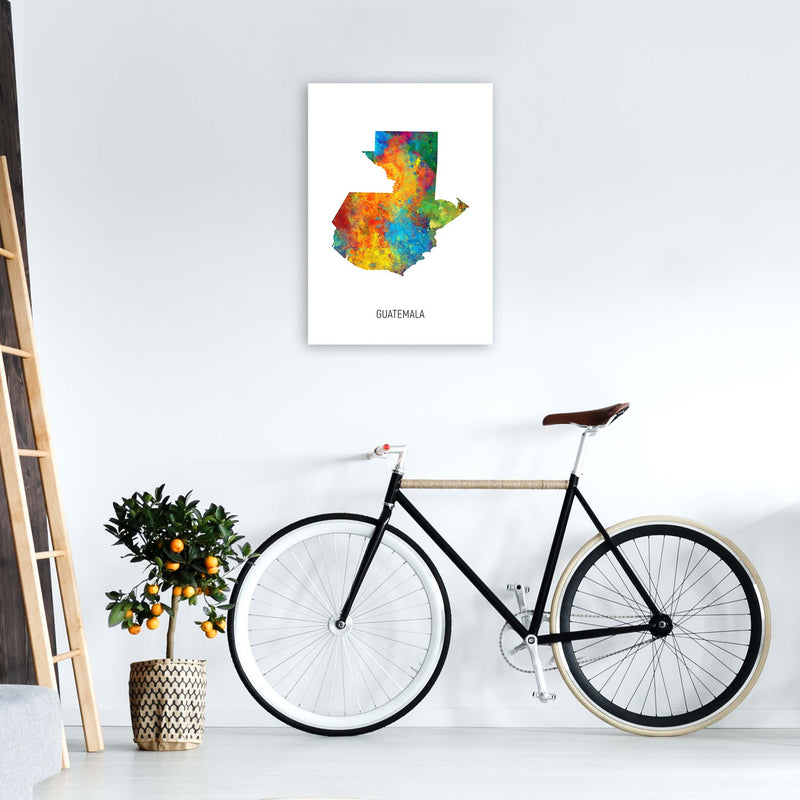 Guatemala Watercolour Map Art Print by Michael Tompsett A2 Black Frame