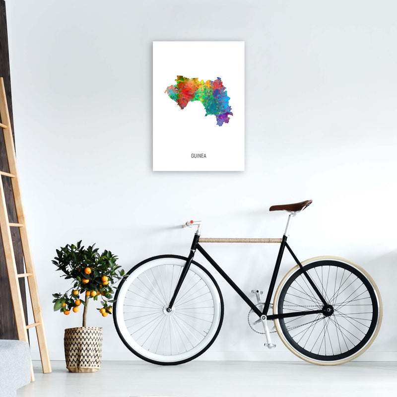 Guinea Watercolour Map Art Print by Michael Tompsett A2 Black Frame