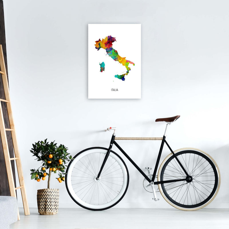 Italia Watercolour Map Art Print by Michael Tompsett A2 Black Frame