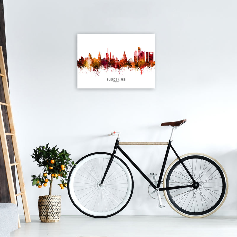 Buenos Aires Argentina Skyline Red City Name  by Michael Tompsett A2 Black Frame