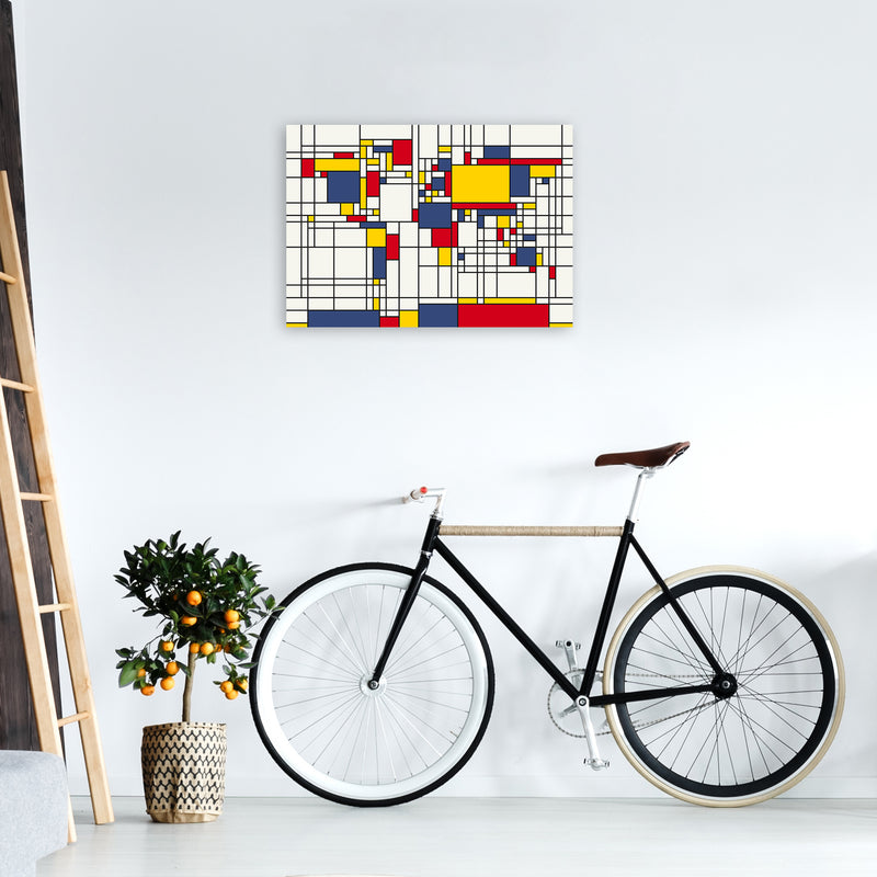 Abstract World Map in the style of Piet Mondrian Art Print by Michael Tompsett A2 Black Frame
