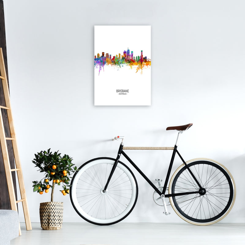 Brisbane Australia Skyline Portrait Art Print by Michael Tompsett A2 Black Frame