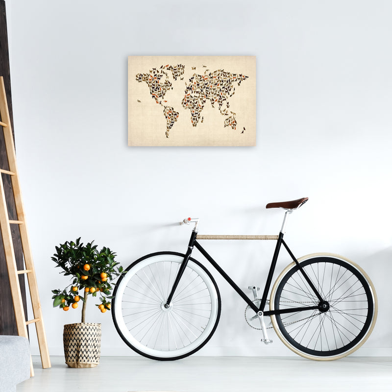 Cats Map of the World Art Print by Michael Tompsett A2 Black Frame