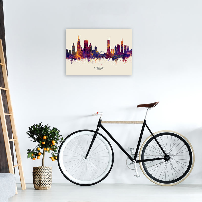 Chicago Illinois Skyline Autumn City Name Art Print by Michael Tompsett A2 Black Frame