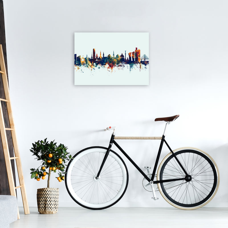 Copenhagen Denmark Skyline Blue Orange Art Print by Michael Tompsett A2 Black Frame