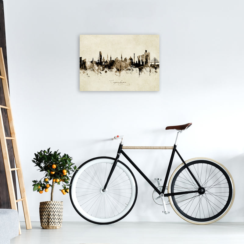 Copenhagen Denmark Skyline Vintage Art Print by Michael Tompsett A2 Black Frame