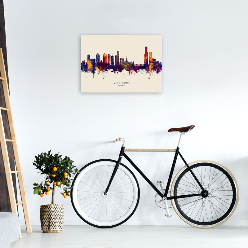 Melbourne Australia Skyline Autumn City Name Art Print by Michael Tompsett A2 Black Frame