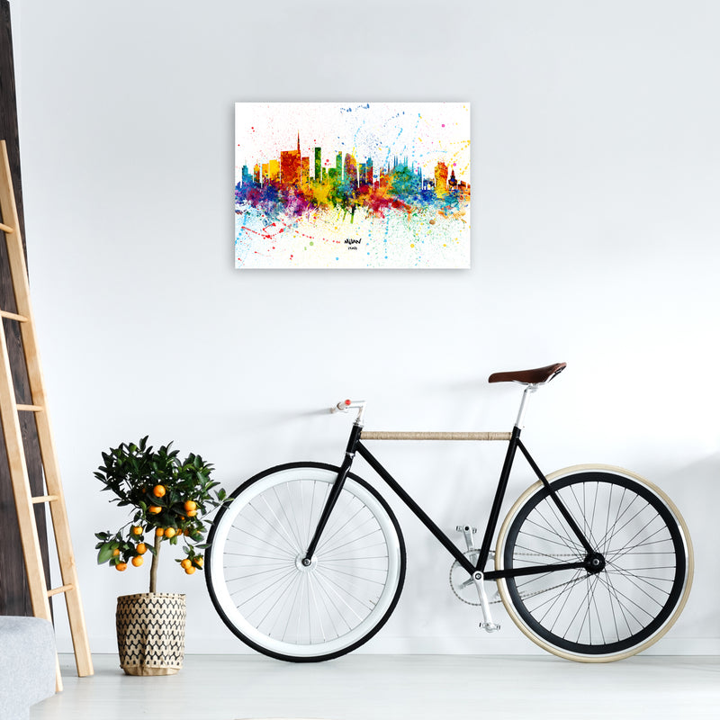 Milan Italy Skyline Splash Art Print by Michael Tompsett A2 Black Frame