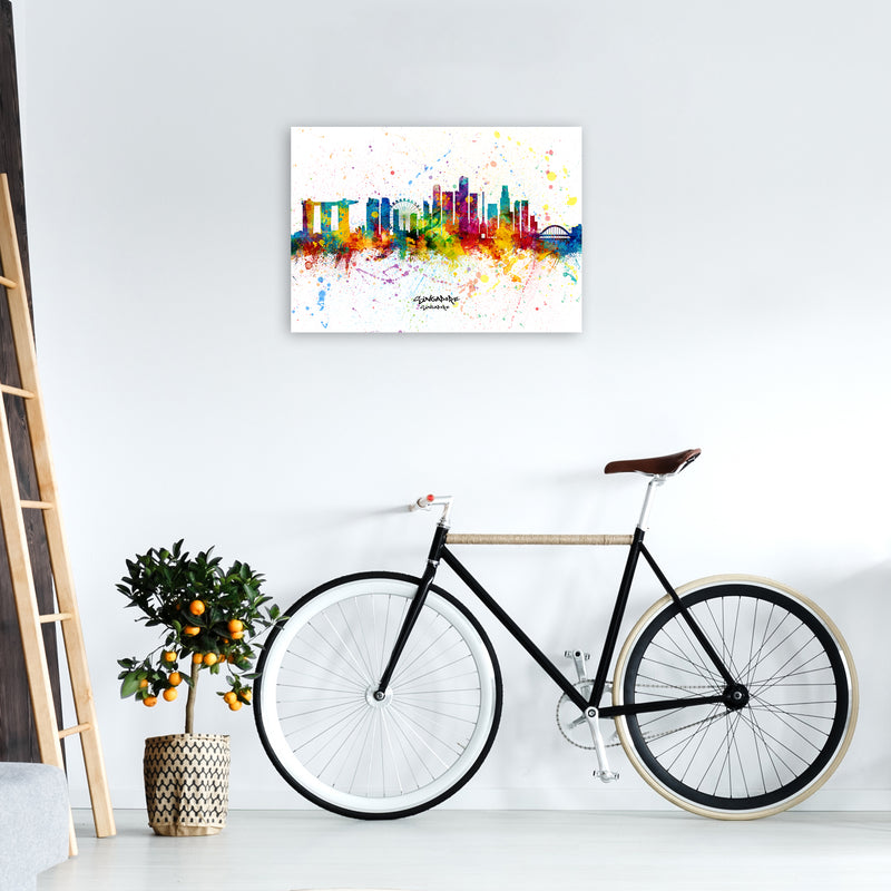 Singapore Singapore Skyline Splash Art Print by Michael Tompsett A2 Black Frame