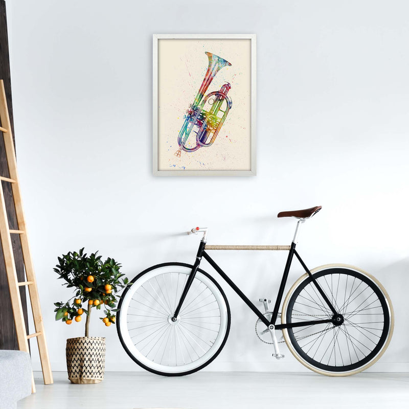 Cornet Watercolour Multi-Colour Print by Michael Tompsett A2 Oak Frame