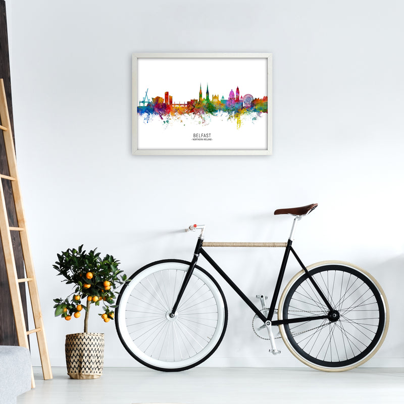 Belfast Northern Ireland Skyline Print by Michael Tompsett A2 Oak Frame