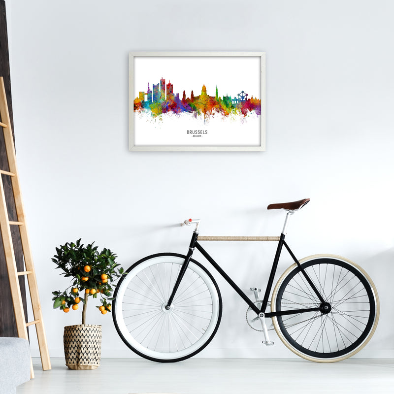 Brussels Belgium Skyline Art Print by Michael Tompsett A2 Oak Frame