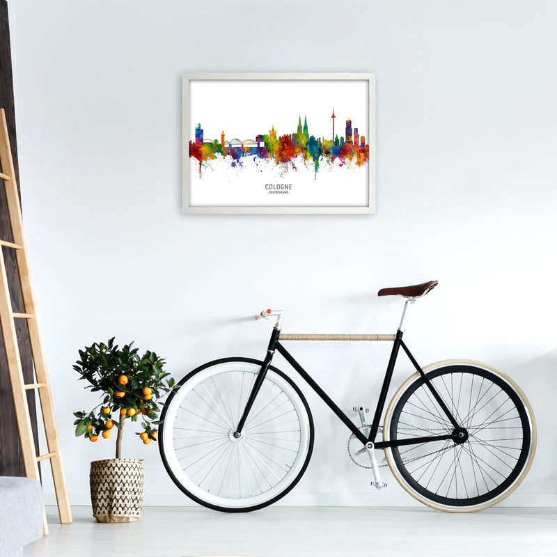 Cologne Deutschland Skyline Art Print by Michael Tompsett A2 Oak Frame