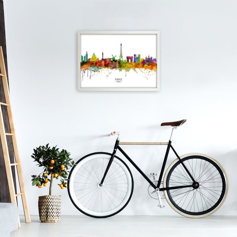 Paris France Skyline Art Print by Michael Tompsett A2 Oak Frame