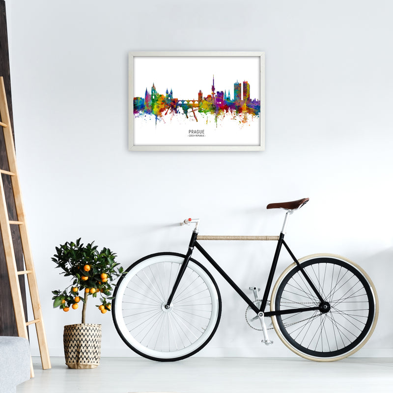 Prague Czech Republic Skyline Art Print by Michael Tompsett A2 Oak Frame