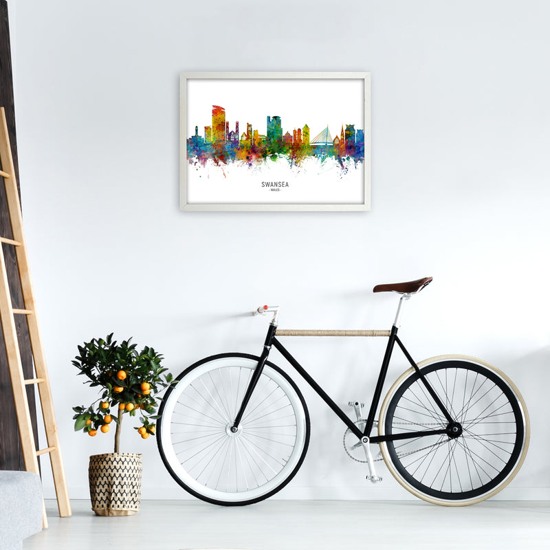 Swansea Wales Skyline Art Print by Michael Tompsett A2 Oak Frame